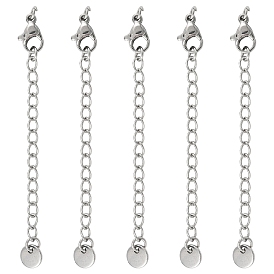 5шт 304 удлинитель цепи из нержавеющей стали, концевые цепи с застежками-карабами и плоскими круглыми язычками