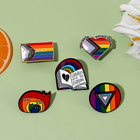 Cartoon Fun Teeth Heart Rainbow Set Fashionable Metal Badges for Versatile Accessories
