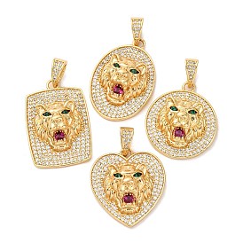 Латунные микро проложить кубического циркония подвески, лев прелести, стойки покрытие, прочное покрытие, без кадмия и без свинца, реальный 18 k позолоченный