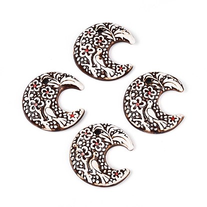 Ручной работы фарфора большие кулоны, луна с птицей, фантазии античного стекла фарфора