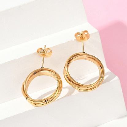 304 из нержавеющей стали серьги, твист кольцо, ионное покрытие (ip)