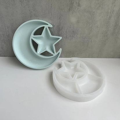 Food Grade Silicone Moon with Star Storage Tray Mold, Resin Casting Molds, for UV Resin, Epoxy Resin Craft Making