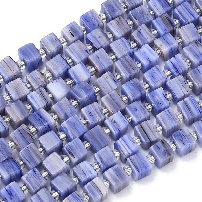 Бусины лэмпворк , кубические, со стеклянными бусинами-спейсерами