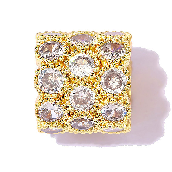 Бусины из прозрачного кубического циркония в форме цветка, латунь., колесо рондель, бусина с большим отверстием, ионное покрытие (ip), зеркальная полировка