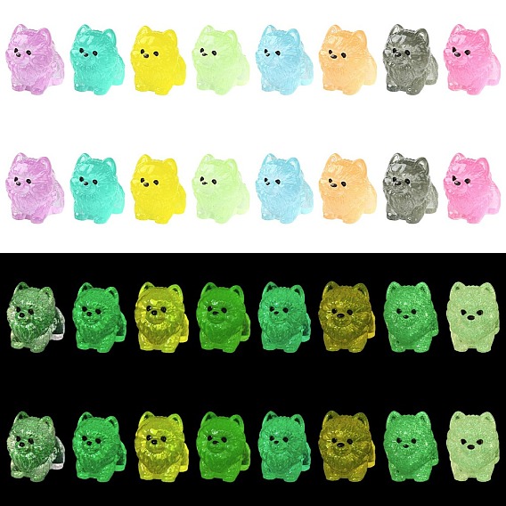 40Pcs 8 Colors Luminous Dog Miniature Ornaments, Micro Landscape Home Dollhouse Accessories, Pretending Prop Decorations, Glow in the Dark