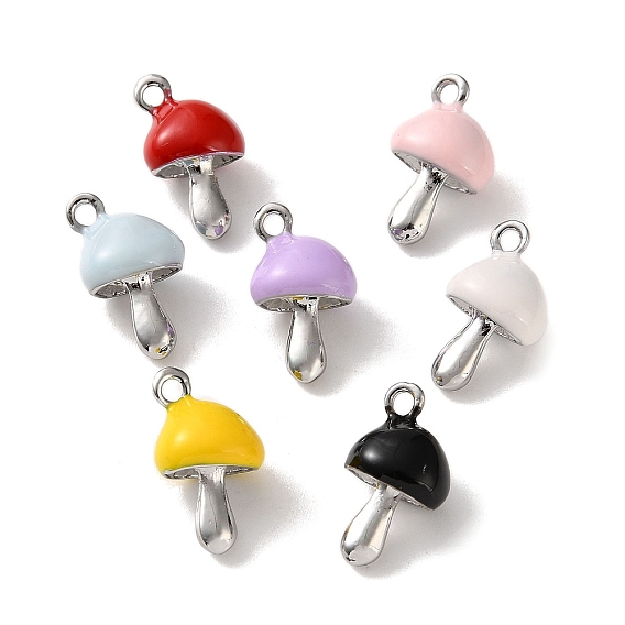 Pendentifs en émail , charmes de champignons, platine