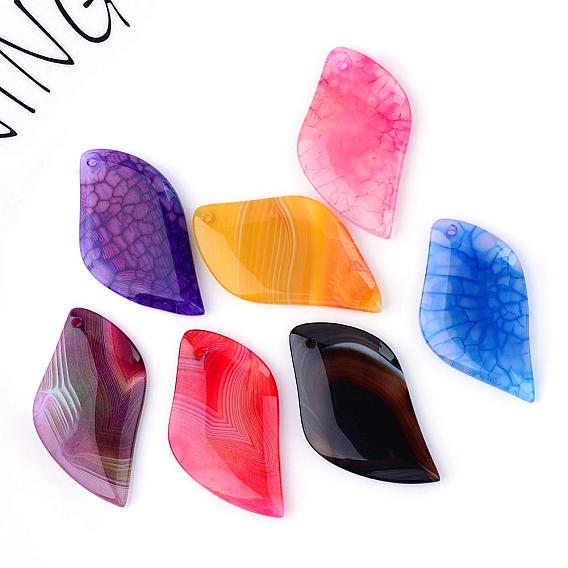 Natural Agate Pendants, Dyed, Nuggets, Mixed Style, 49~53x29~31x5~6.5mm, Hole: 1.5~2mm