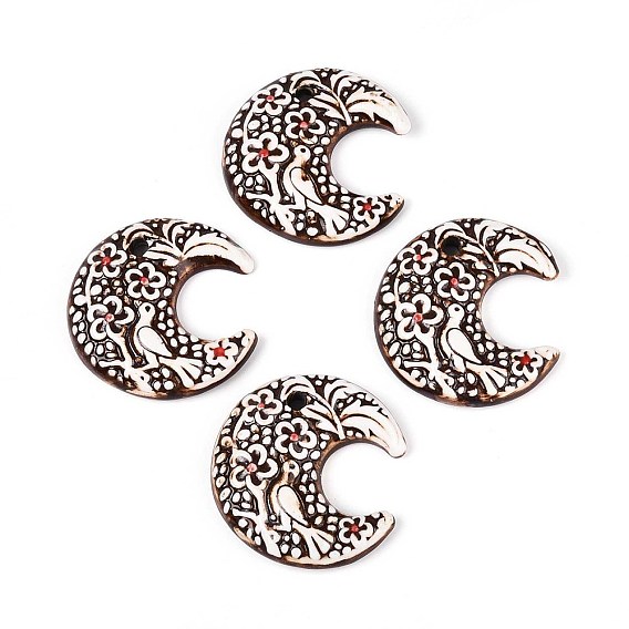 Ручной работы фарфора большие кулоны, луна с птицей, фантазии античного стекла фарфора