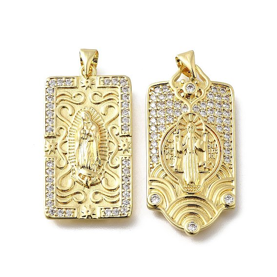 Латунные микро проложить кубического циркония подвески, прямоугольник и святые амулеты, стойки покрытие, долговечный, без свинца и без кадмия