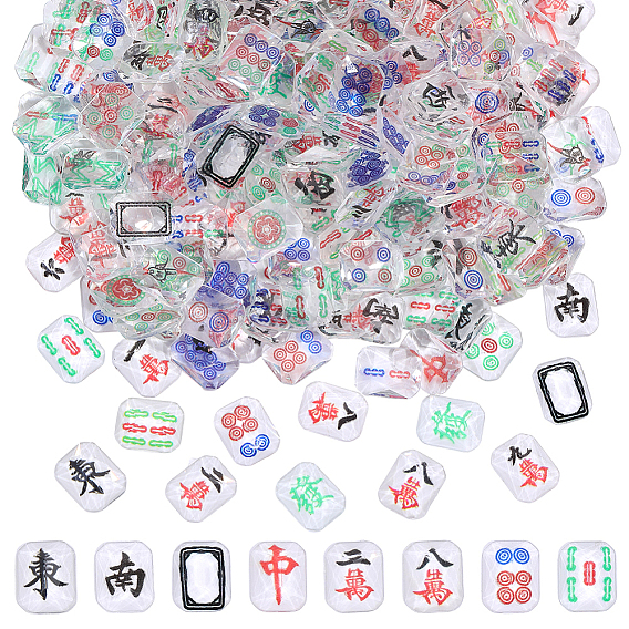 200Pcs Mahjong Resin Cabochons, Nail Art Decoration Accessories