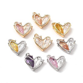 Латунные микро проложить кубического циркония подвески, без кадмия, без никеля и без свинца, сердце прелести, настоящий 18k позолоченный/платиновый