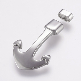 304 Stainless Steel Hook Clasps, For Leather Cord Bracelets Making, Anchor