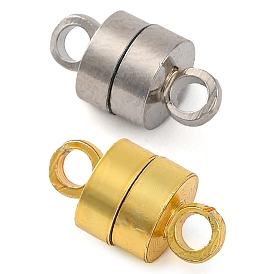 Rack Plating Brass Magnetic Clasps, with Loops, Cadmium Free & Lead Free, Long-Lasting Plated, Column