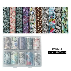 10Rolls Nail Art Transfer Stickers, Nail Decals, DIY Nail Tips Decoration, Snakeskin Pattern