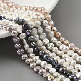 Natural Cultured Freshwater Pearl Beads Strands, Two Sides Polished