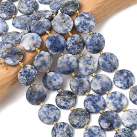 Натуральное синее пятно нитки из бисера яшмы, граненый шестиугольный разрез, плоско-круглые, с бисером