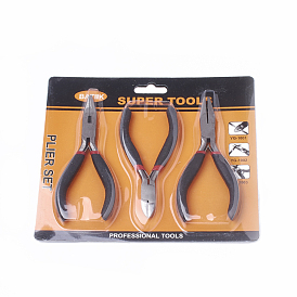 45# Carbon Steel Jewelry Plier Sets, including Wire Cutter Plier, Flat Nose Plier and Side Cutting Plier