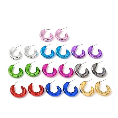 Donut Acrylic Stud Earrings, Half Hoop Earrings with 316 Surgical Stainless Steel Pins