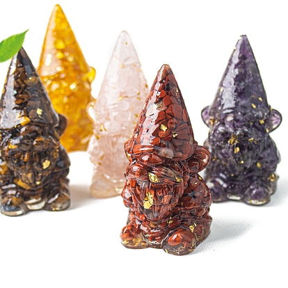 Смола с натуральными драгоценными камнями скульптура витрина украшения, для домашнего офисного стола, карлик