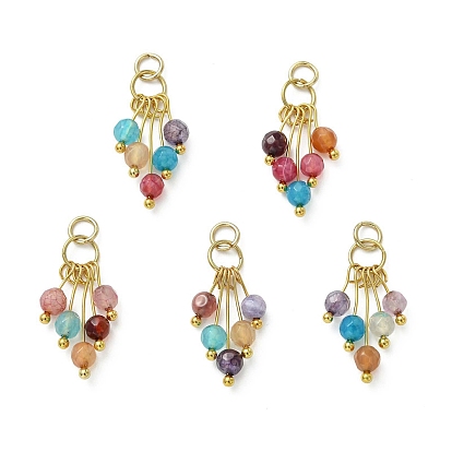 Подвески из натурального агата (окрашенного и нагретого), граненые круглые подвески-кисточки, золотые