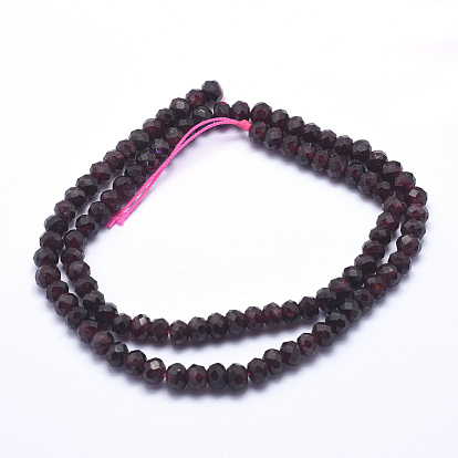 Natural Garnet Beads Strands, Rondelle, Faceted