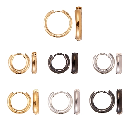 304 Stainless Steel Huggie Hoop Earrings, Hypoallergenic Earrings, Ring