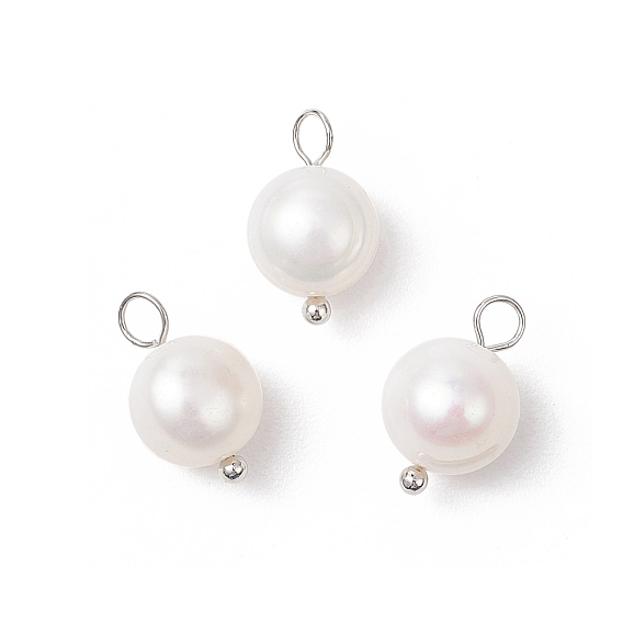 Круглые подвески из натурального культивированного пресноводного жемчуга, с медными петлями, кремово-белые