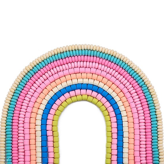 10 пряди 10 раскраски бусин из полимерной глины ручной работы, для поделок ювелирных изделий, плоские круглые и колонки