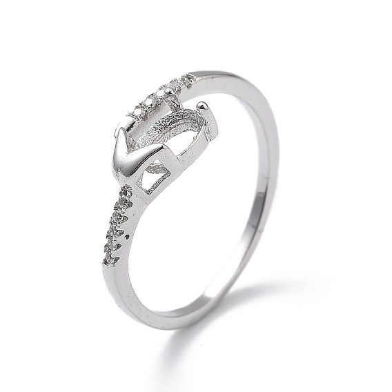 Покрытие родием 925 стерлинговое серебро прозрачный кубический цирконий компоненты кольца, Настройки колодки кольцо, овальные