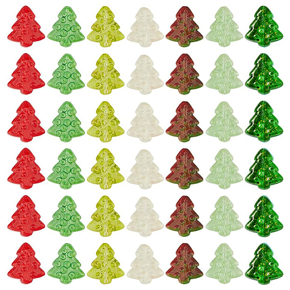 80 шт 7 цвета прозрачные стеклянные бусины, рождественская елка