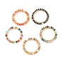Dyed Natural Gemstone Pendants, with Brass & Copper Findings, Round, Golden, Mixed Color