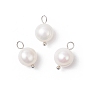 Круглые подвески из натурального культивированного пресноводного жемчуга, с медными петлями, кремово-белые