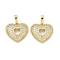 Подвески из латуни с микро-паве ко Дню святого Валентина, прозрачные циркониевые подвески, полые прелести сердца, долговечный, без кадмия и без свинца, стойки покрытие