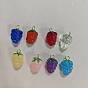 8Pcs Lampwork Pendants, with 304 Stainless Steel Loop, Gold, Grape