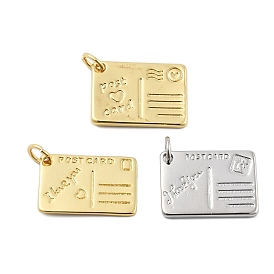Латунные подвески, прямоугольник с открыткой, без свинца и без кадмия, долговечный, с целью перехода в кольце