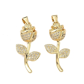Латунные микропаве прозрачные подвески с фианитом, прелести цветка розы