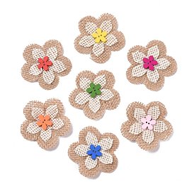 Handgemachte Leinen Ornamentzubehör, mit Holzperlen, für DIY Basteln, Blume