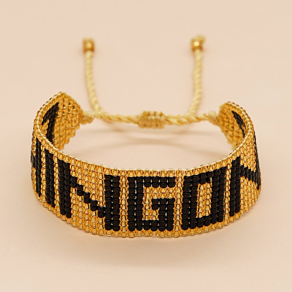 Браслеты из плетеных бусин из стеклянных бус для женщин и мужчин, слово чингона