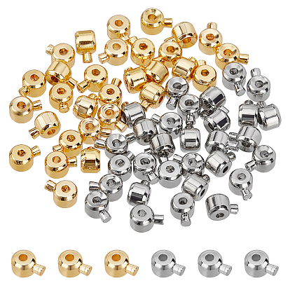 60pcs 2 couleurs perles à écraser en laiton, rondelle