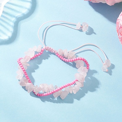 Браслеты из плетеных бусин ручной работы из стеклянных бусинок и натуральных/синтетических драгоценных камней, регулируемый плетеный нейлоновый браслет для женщин