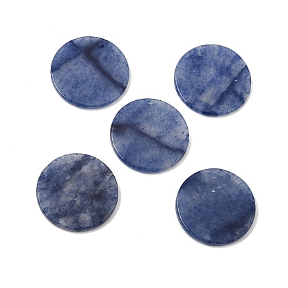 Natural Blue Aventurine Pendants, Disc Charms, Dyed & Heated