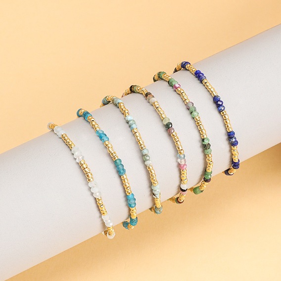 Браслеты из натуральных и синтетических драгоценных камней и стеклянного бисера для женщин, рондель