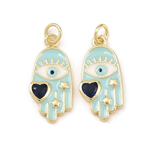 Кулоны с фианитами из латуни, с целью перехода в кольце, ладонь с подвесками в виде глаз, без свинца и без кадмия, долговечный, стойки покрытие
