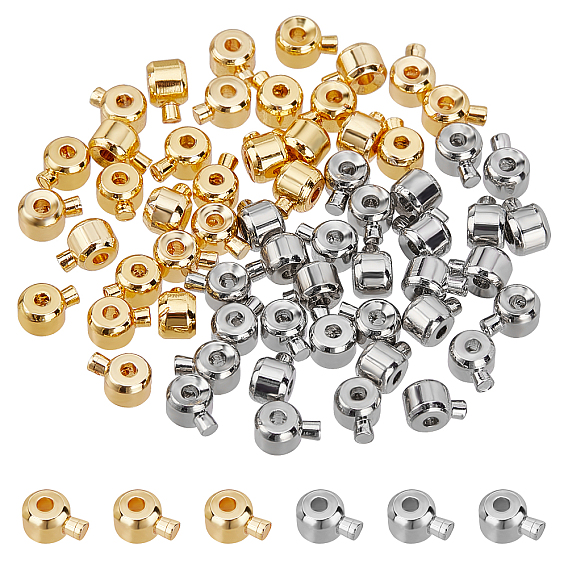 60pcs 2 couleurs perles à écraser en laiton, rondelle