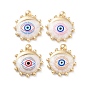 Rack Plating Alloy Enamel Pendants, with Resin, Sun with Evil Eye Charm, Cadmium Free & Nickel Free & Lead Free, Golden