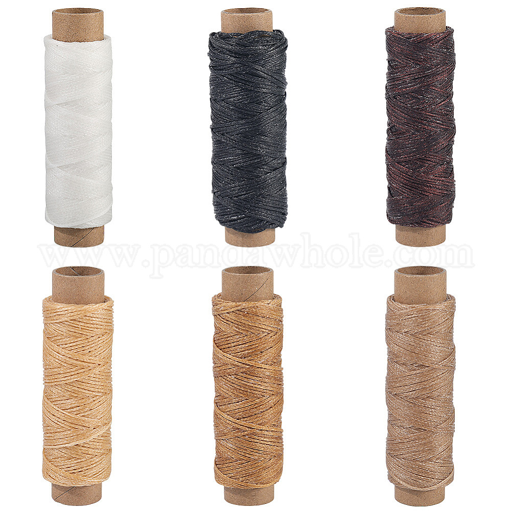 6 Rollen 6 Farben flache gewachste Polyesterschnur, für DIY-Handwerk