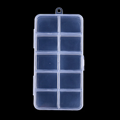 Recipientes de almacenamiento de cuentas de plástico, 10 compartimentos, Rectángulo