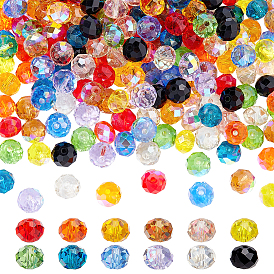 240pcs 12 couleurs galvanoplastie perles de verre transparentes, rondelle, facette, couleur ab 
