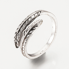 Adjustable Alloy Cuff Finger Rings, Feather