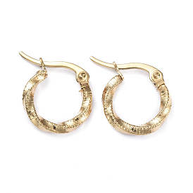 201 Stainless Steel Hoop Earrings, with 304 Stainless Steel Pins, Twisted Ring Shape
